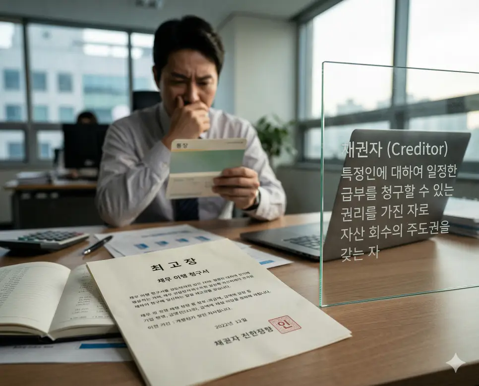 매도인 뜻, 매수인 뜻, 채권자 뜻 정리: 소유권 이전과 권리 회수 주체 확인 3 채권자 뜻을 상징하기 위해 특정 채무자에게 일정한 급부를 청구할 수 있는 법률상 권리를 가지고 자산 회수의 주도권을 갖는 주체의 문서 실사 이미지