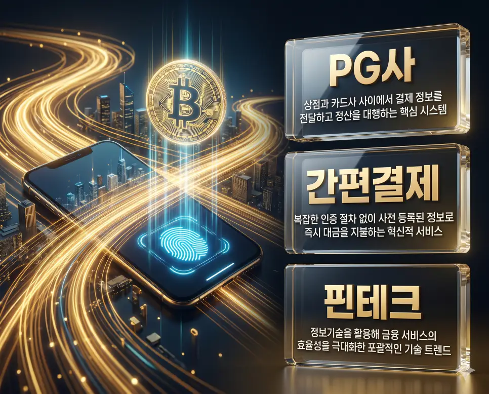 한국인 전문가들과 함께 PG사, 간편결제, 핀테크의 관계를 분석하여 온라인 결제 시스템과 디지털 금융 기술의 핵심 원리를 진단하는 역대급 비주얼 포스터 이미지