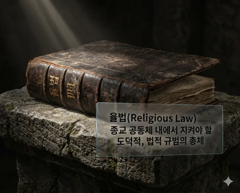 무슬림 뜻, 유대교 뜻, 율법 뜻: 이슬람교 신자와 유대 민족의 신앙 및 종교적 규범 체계 확인 3 율법 뜻을 정의하기 위해 석조 제단 위에 놓인 묵직한 가죽 양장의 법전을 통해 종교적 규범의 권위를 상징적으로 표현한 고품격 이미지