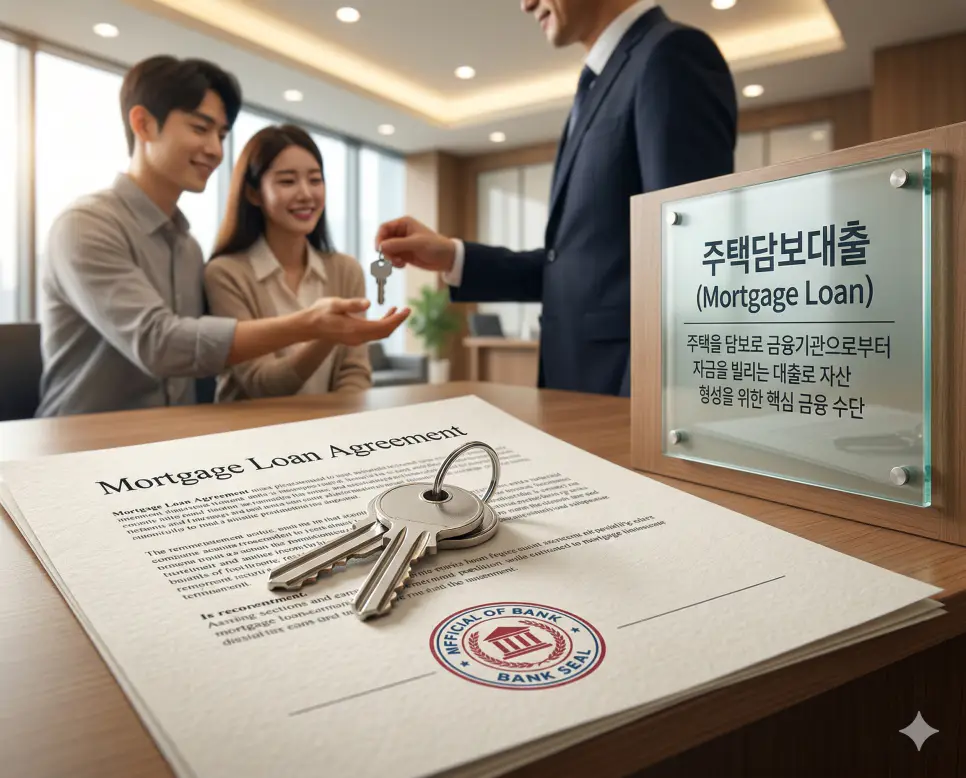 유보금 뜻, DTI 뜻, 주택담보대출 뜻 정리: 사내 저축과 대출 상환 능력 및 담보 대출 확인 3 주택담보대출 뜻을 상징하기 위해 은행에서 대출 계약서와 함께 주택 열쇠를 전달받으며 내 집 마련의 꿈을 실현하는 순간을 포착한 실사 촬영 이미지