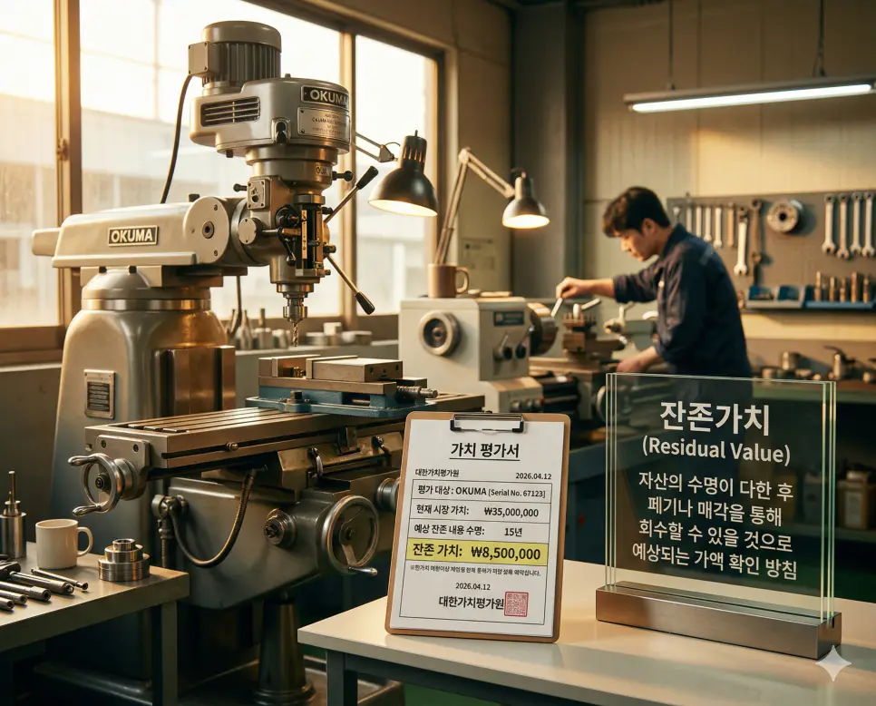 감가상각비 뜻, 잔존가치 뜻, 내용연수 뜻 정리: 자산 수명과 회계적 가치 배분 확인 2 잔존가치 뜻을 시각화하기 위해 자산의 경제적 수명이 다한 후 폐기나 매각을 통해 회수할 수 있을 것으로 예상되는 가치를 평가한 서류와 노후 장비의 실사 이미지