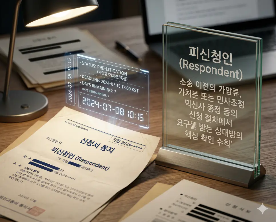 원고 뜻, 피고 뜻, 피신청인 뜻 정리: 소송 당사자와 신청 상대방 법적 지위 확인 3 피신청인 뜻을 상징하기 위해 소송 이전의 가압류, 가처분 또는 민사 조정 등의 신청 절차에서 요구를 받는 상대방의 통지서 실사 이미지
