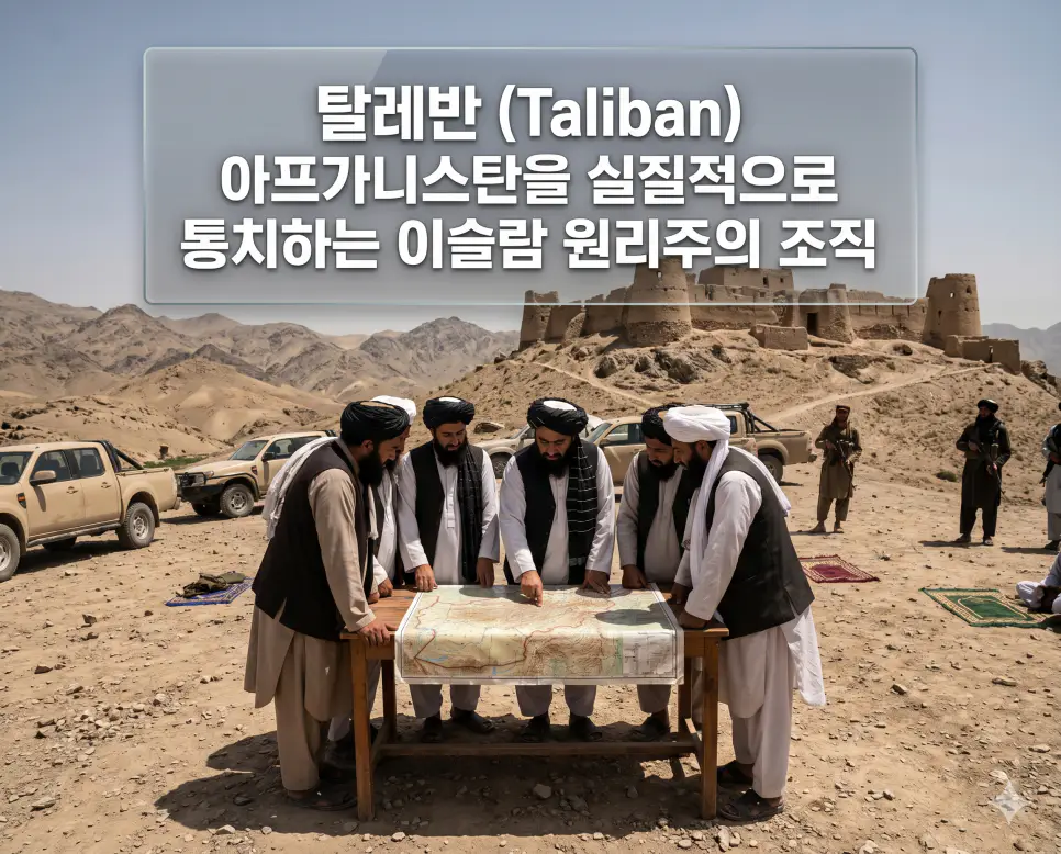 탈레반 뜻, 후티 뜻, 외로운 늑대 뜻: 아프가니스탄 통치 조직과 예멘 무장 세력 및 자생적 테러리스트 확인 1 탈레반 뜻을 설명하기 위해 척박한 아프가니스탄 지형을 배경으로 현재의 통치 체계를 시각적으로 묘사한 엄숙하고 거친 느낌의 실사 이미지