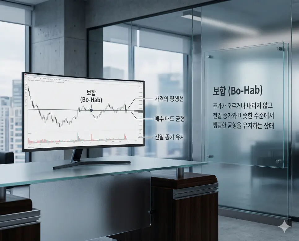 체결강도 뜻, 보합 뜻, 유상감자 뜻: 매수세의 척도와 가격의 평행선 및 자본 환원 정리 2 주가의 변동 없이 매수와 매도가 팽팽하게 균형을 이룬 보합 상태를 상징하는 수평 차트 배경 실사 이미지