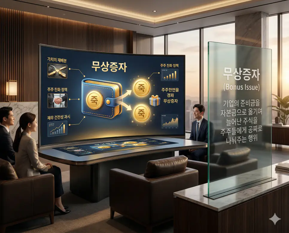 유상증자 뜻, 무상증자 뜻, 액면분할 뜻: 자본 수급과 가치 재배분 및 유동성 정리 2 기업 준비금을 자본금으로 전입하여 주식으로 무상 배정하는 주주 친화적인 무상증자 실사 이미지