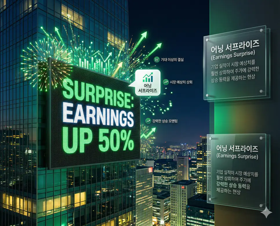 어닝 서프라이즈 뜻, 서머타임 뜻, 주식 선물 뜻: 실적 발표와 거래 일정 및 파생상품 정리 1 시장 예상치를 상회하는 기업 실적 발표로 주가가 급등하는 어닝 서프라이즈 현상을 시각화한 실사 이미지