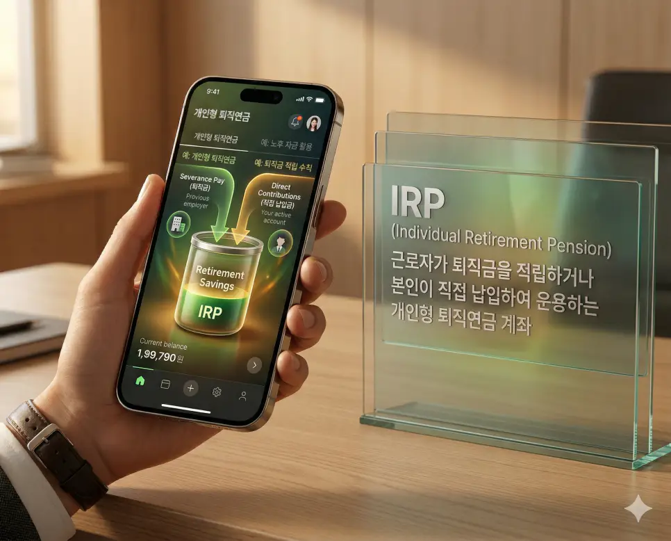 국민연금 뜻, 사학연금 뜻, IRP 뜻: 사회보장과 교직원 노후 및 개인 퇴직연금 정리 3 근로자가 퇴직금을 적립하거나 직접 추가 납입하여 노후 자금으로 운용하는 개인형 퇴직연금 계좌 실사 이미지