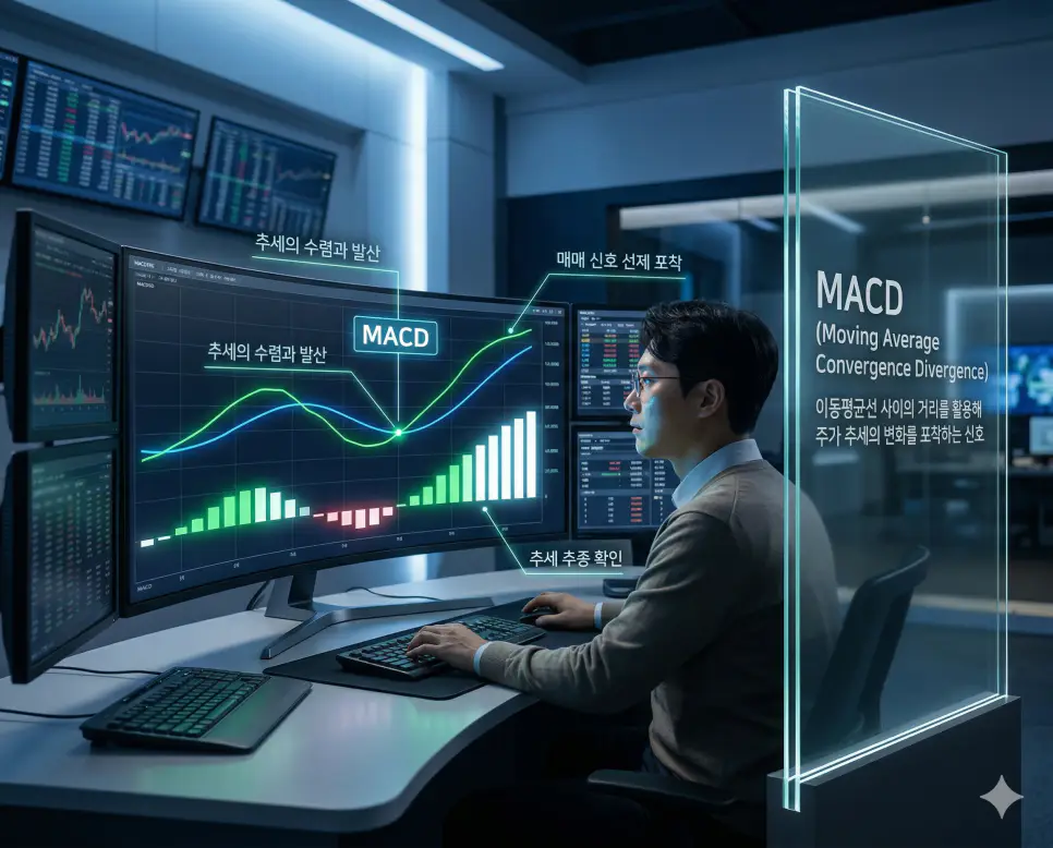RSI 뜻, MACD 뜻, PER 뜻: 심리 과열과 추세 변화 및 기업 가치 판별 정리 2 이동평균선의 수렴과 발산을 통해 추세의 전환점을 포착하는 MACD 지표의 실사 이미지
