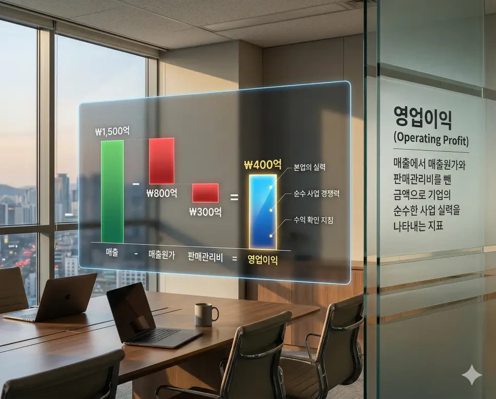영업이익 뜻, 용적률 뜻, 자기자본 뜻: 본업의 실력과 개발 가치 및 재무 맷집 정리 1 매출에서 비용을 제외한 순수한 영업 활동의 성과를 시각화하여 기업의 본업 경쟁력을 측정하는 실사 이미지