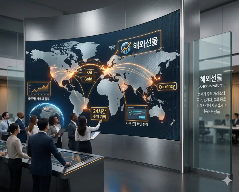 야간선물 뜻, 해외선물 뜻, 나스닥 선물 뜻: 밤의 지표와 글로벌 시세 및 기술주 나침반 정리 2 글로벌 지수와 원자재 가치를 미래 시점에 매매하는 해외선물의 24시간 거래 환경을 묘사한 실사 이미지