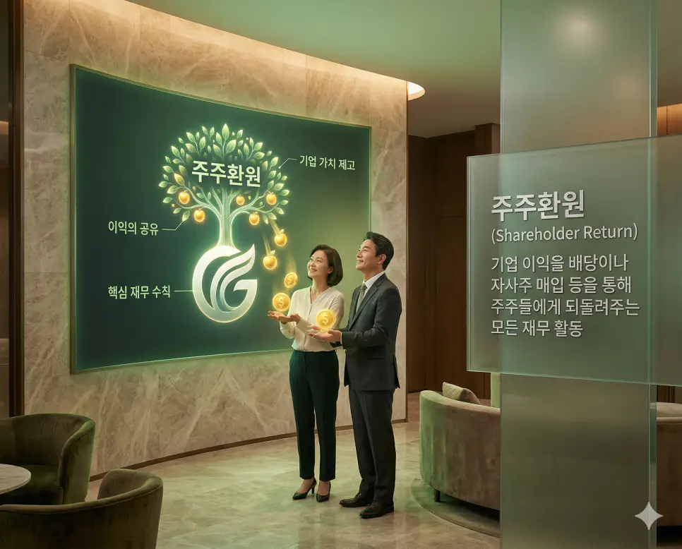 배당과 자사주 매입 등을 통해 기업 이익을 주주와 나누는 주주환원 정책을 시각화한 실사 이미지