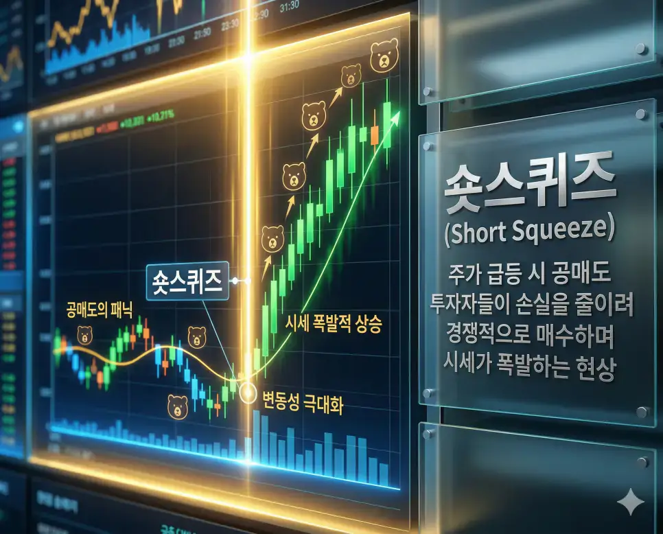 작전주 뜻, 숏커버링 뜻, 숏스퀴즈 뜻: 수급 왜곡과 공매도 환매수 및 패닉 정리 3 공매도 세력의 강제 매수로 인해 주가가 수직 상승하며 폭발적인 변동성을 보이는 숏스퀴즈 실사 이미지