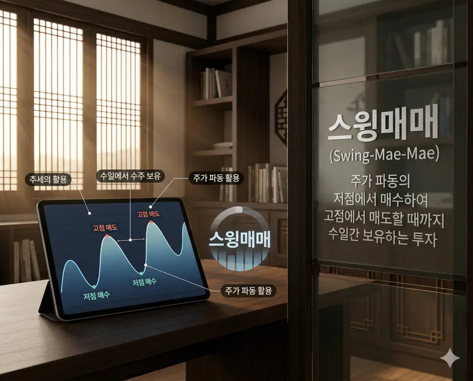 추격매수 뜻, 스캘핑 뜻, 스윙매매 뜻: 시세의 추종과 찰나의 이익 및 추세의 활용 정리 3 주가 파동의 흐름을 따라 수일 이상 보유하며 수익을 극대화하는 스윙매매 전략의 실사 이미지
