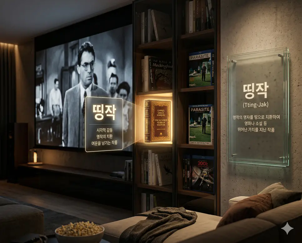 띵곡 뜻, 띵작 뜻, 사이버불링 뜻: 청각적 찬사와 시각적 감동 및 디지털 폭력 정리 2 분야를 막론하고 뛰어난 가치를 남기는 띵작 의미를 담은 서재 속 책과 영화 타이틀 배경 실사 이미지