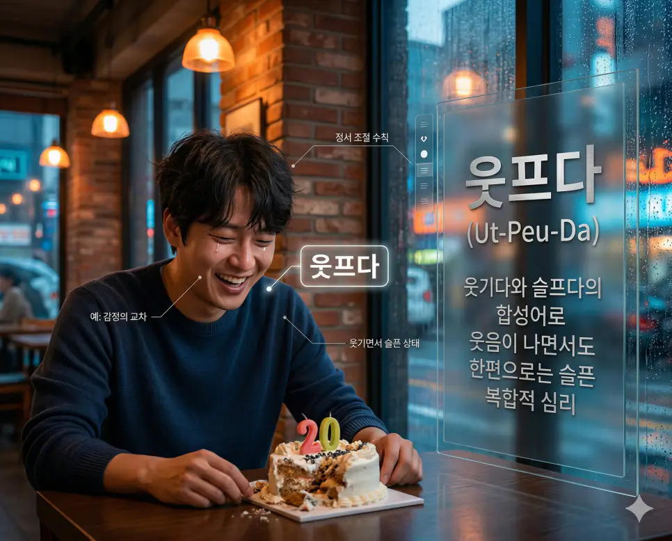 오나전 뜻, 워낙 뜻, 웃프다 뜻: 강조의 극치와 극단적 고립 및 감정의 교차 정리 3 웃프다 뜻을 통해 웃음이 나면서도 한편으로는 슬픈 복합적인 심리 상태를 일컫는 정서 조절 수칙을 시각화한 한국의 일상 실사 이미지
