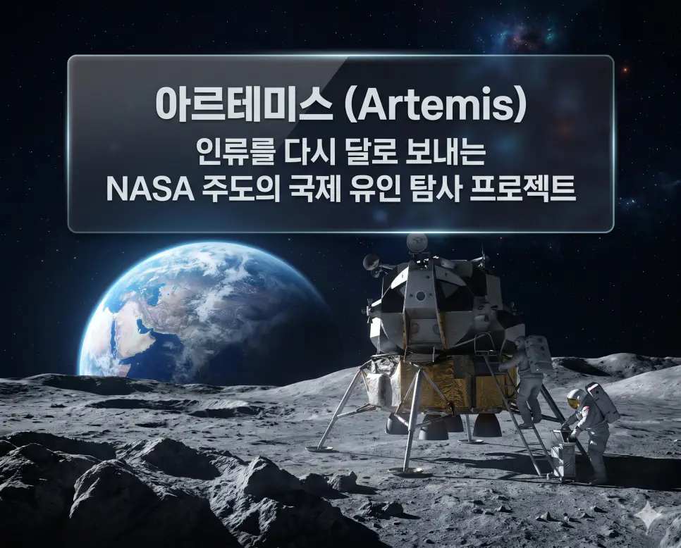 아르테미스 뜻을 시각화하기 위해 인류의 재착륙을 목표로 달 남극에 착륙하는 유인 탐사선과 우주비행사의 모습을 담은 이미지
