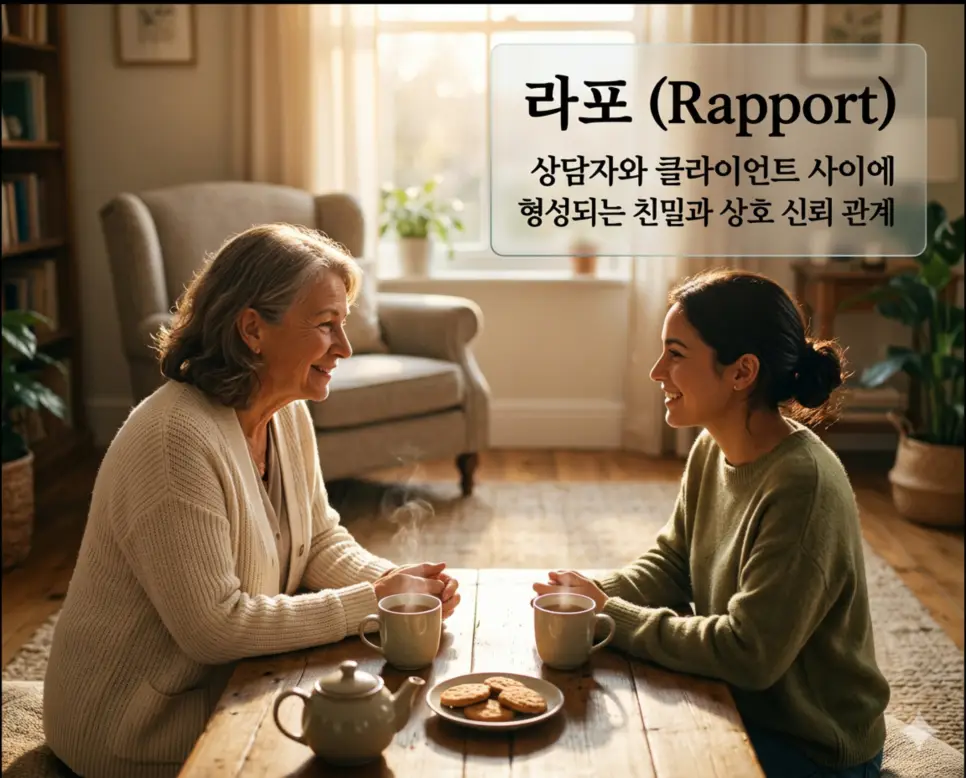슈퍼바이저 뜻, 라포 뜻, 의뢰 뜻: 사회복지 실천의 전문적 유대와 책임 2 라포 뜻을 시각화하기 위해 상담자와 클라이언트 사이에 형성된 두터운 신뢰와 친밀감을 바탕으로 마음의 벽을 허무는 따뜻한 소통 과정을 담은 이미지