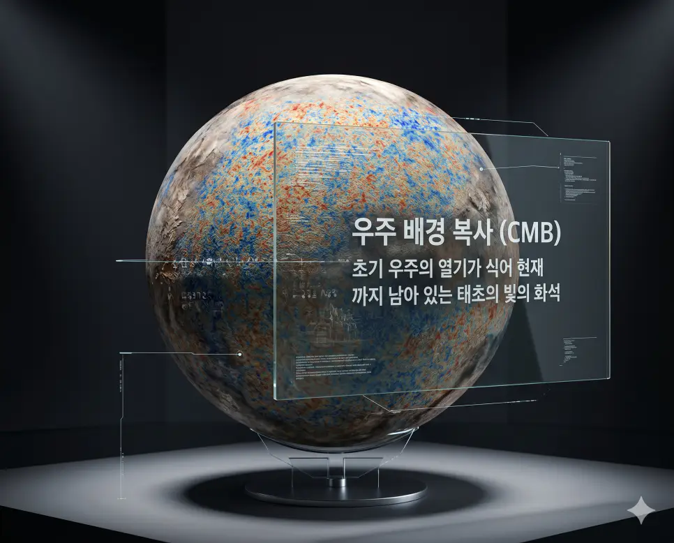 우주 뜻, 빅뱅 뜻, 우주 배경 복사 뜻: 138억 년의 신비를 담은 현대 우주론 가이드 3 우주배경복사 뜻을 정의하기 위해 초기 우주의 열기가 식으면서 남긴 전자기파 지도를 입체적이고 과학적으로 표현한 이미지