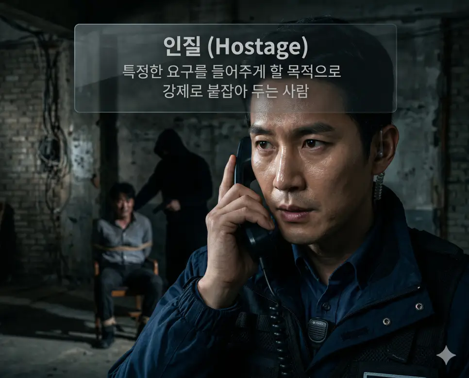 나포 뜻, 포획 뜻, 인질 뜻: 해상 선박 강제 통제와 포획 활동 및 협상 목적의 인명 억류 확인 3 인질 뜻을 정의하기 위해 어두운 실내에서 인질의 생명을 구하기 위해 필사적으로 협상을 이어가는 전문 협상가의 날카로운 눈빛을 포착한 실사 이미지