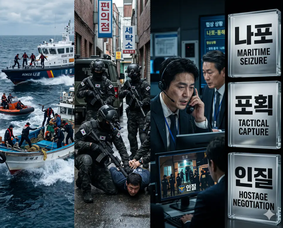 나포 뜻, 포획 뜻, 인질 뜻: 해상 선박 강제 통제와 포획 활동 및 협상 목적의 인명 억류 확인 4 한국인 전문가와 함께 나포, 포획, 인질의 군사 및 안보적 의미를 분석하여 위기 상황에서의 대응 전략과 절차를 진단하는 역대급 비주얼 포스터 이미지