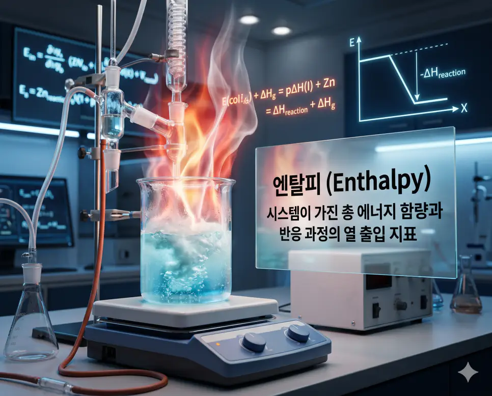 나노기술 뜻, 방사선 뜻, 엔탈피 뜻: 첨단 소재와 에너지 원리 완벽 정리 3 엔탈피 뜻을 설명하기 위해 화학 반응 과정에서 시스템의 총 에너지 변화와 열량의 출입을 열역학적으로 표현한 시각 자료