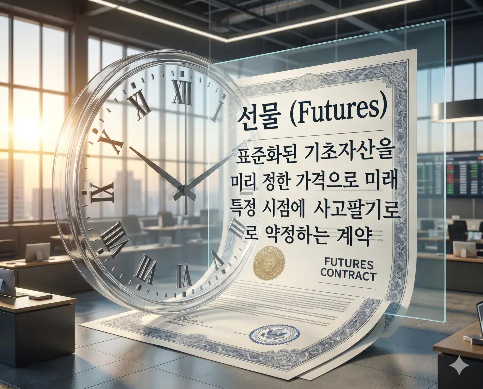 풋옵션 뜻, 선물 뜻, 파생상품 뜻: 레버리지와 위험 관리의 핵심 정리 2 선물 뜻을 시각화하기 위해 표준화된 자산을 미리 정한 가격으로 미래 특정 시점에 사고팔기로 약정하는 계약서와 거래소 환경을 담은 자료