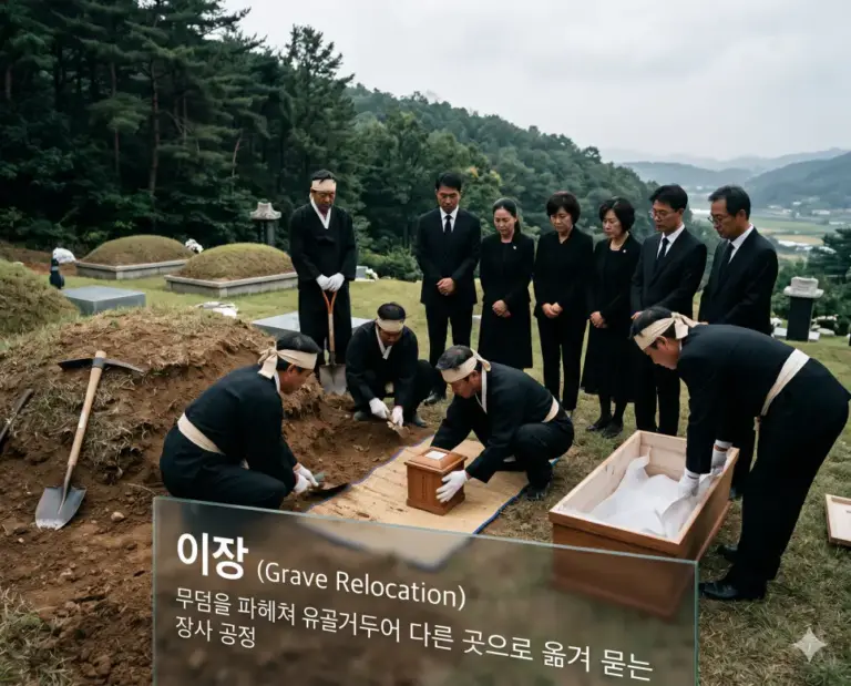 grave relocation ijang ritual korean family hillside 8k