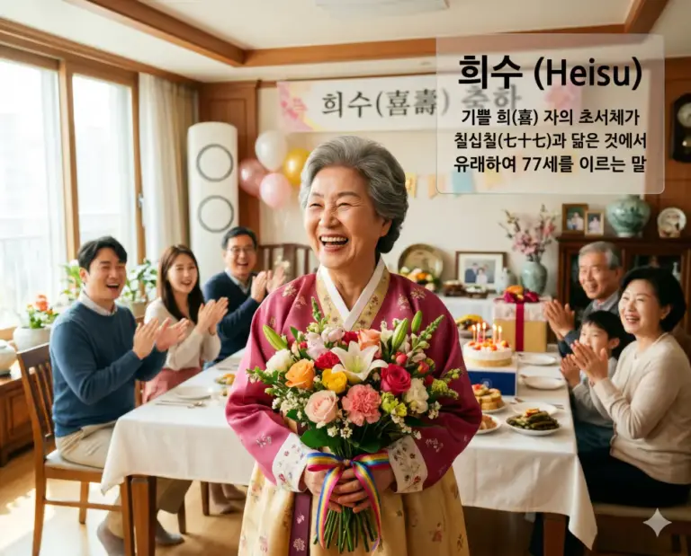 heisu 77th birthday korean woman celebration bouquet 8k