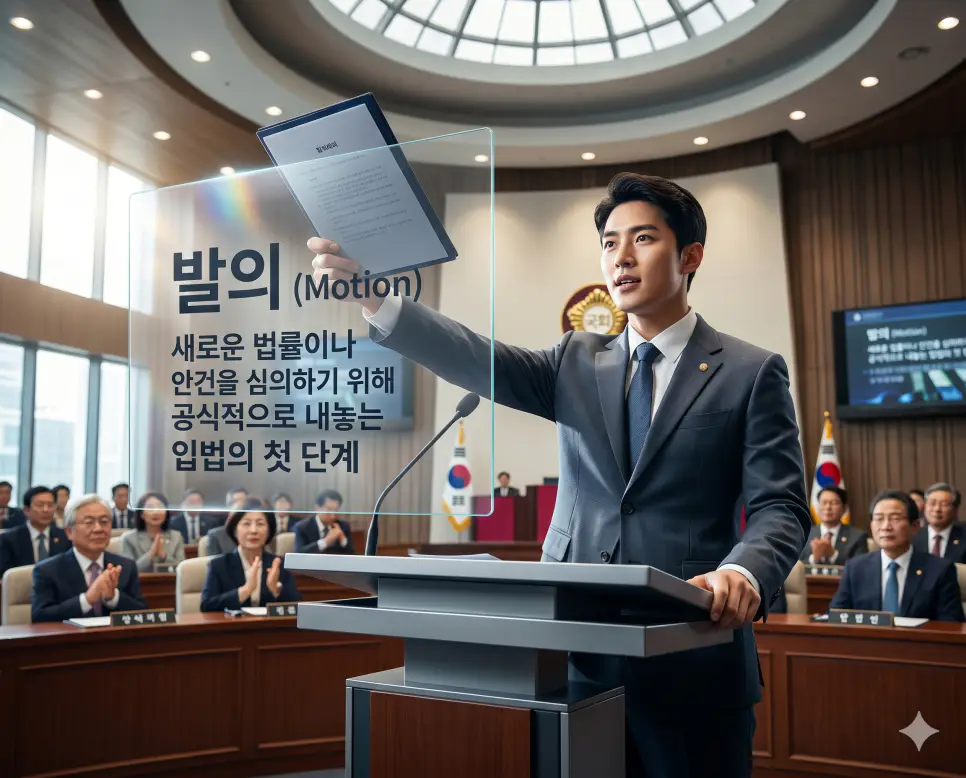 주권 뜻, 법치주의 뜻, 발의 뜻: 민주 국가의 권능과 법적 절차 3 발의 뜻을 설명하기 위해 국회나 지방의회에서 의원들이 특정한 안건을 심의하기 위해 공식적으로 제안하는 입법의 시작 단계를 표현한 시각 자료