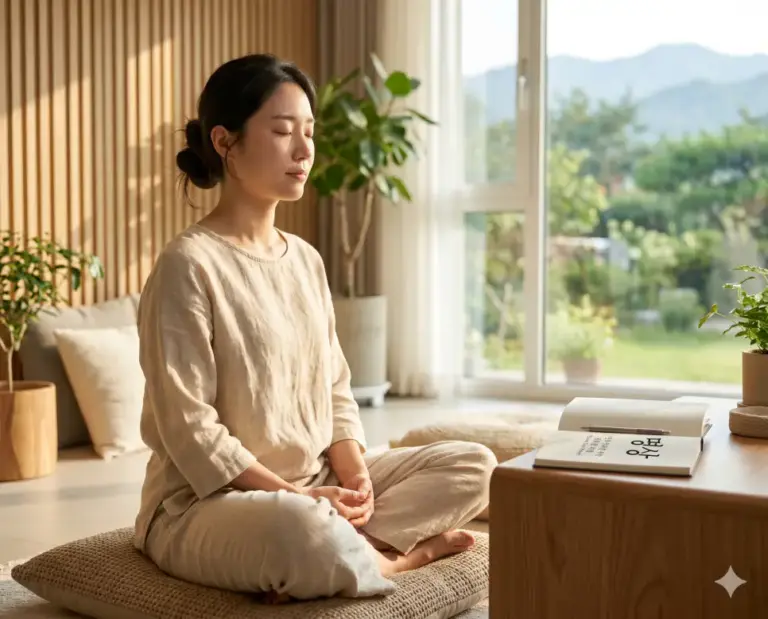 myeongsang inward meditation wellness woman real photography 8k