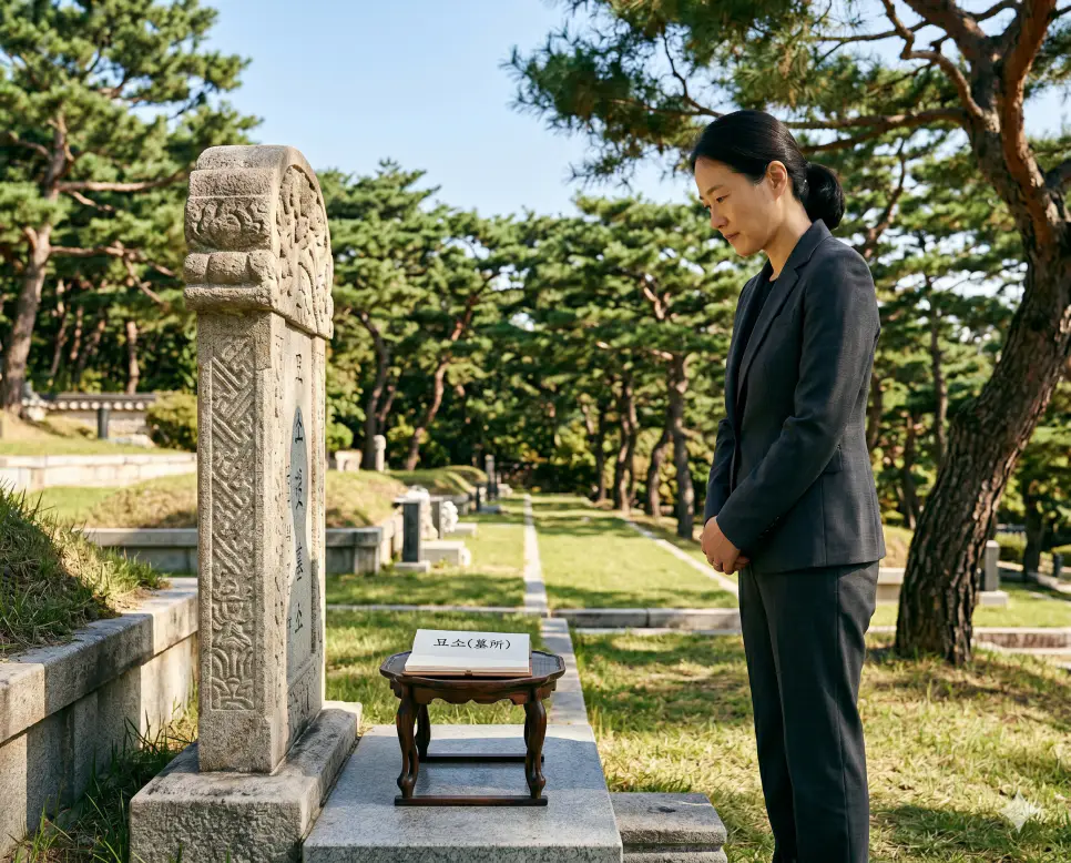 묘소 뜻, 산소 뜻, 봉안당 뜻: 고인을 모시는 추모 공간의 정의와 장제 시설의 차이점 1 묘소 뜻 격식을 갖추기 위해 푸른 소나무로 둘러싸인 정갈한 묘역에서 후손이 조상의 비석을 바라보며 추모하는 인물 실사 이미지