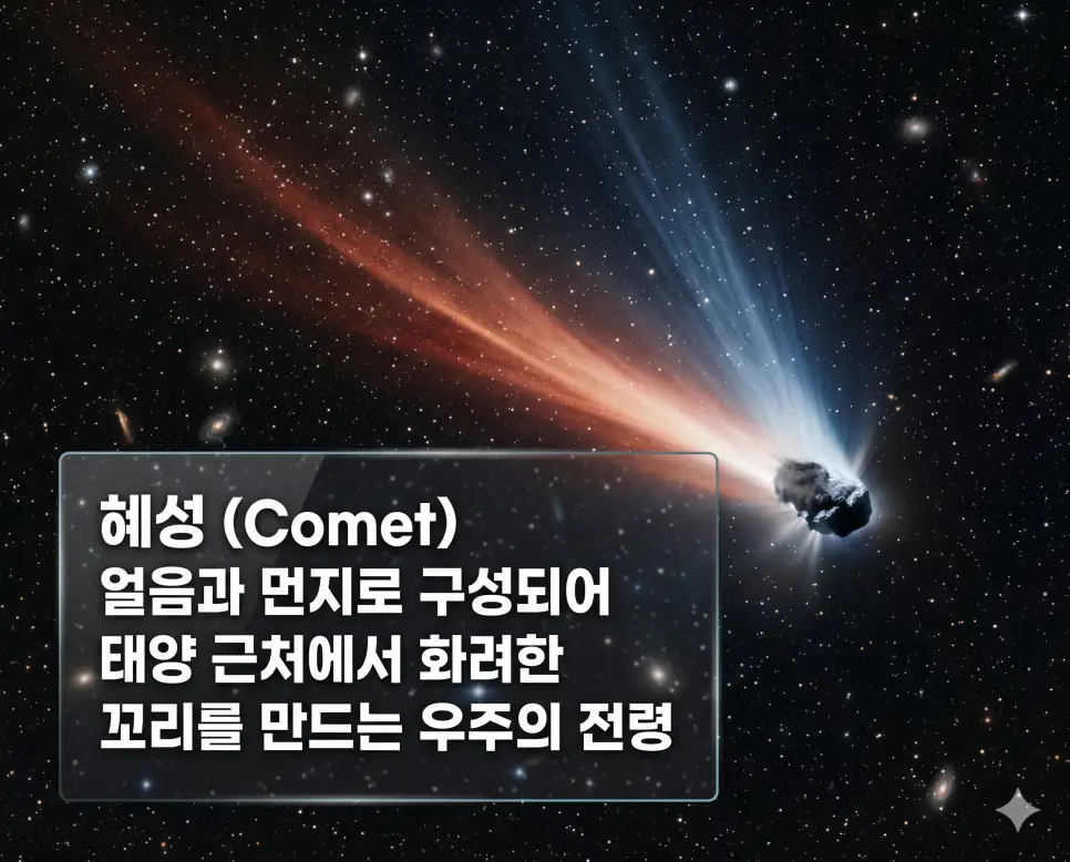 혜성 뜻, 위성 뜻, 자전 뜻: 우주의 전령과 공전의 동반자 및 행성 운동 분석 1 혜성 뜻을 설명하기 위해 태양에 근접하며 가스 꼬리를 화려하게 뿜어내는 천체의 경이로운 실사 이미지