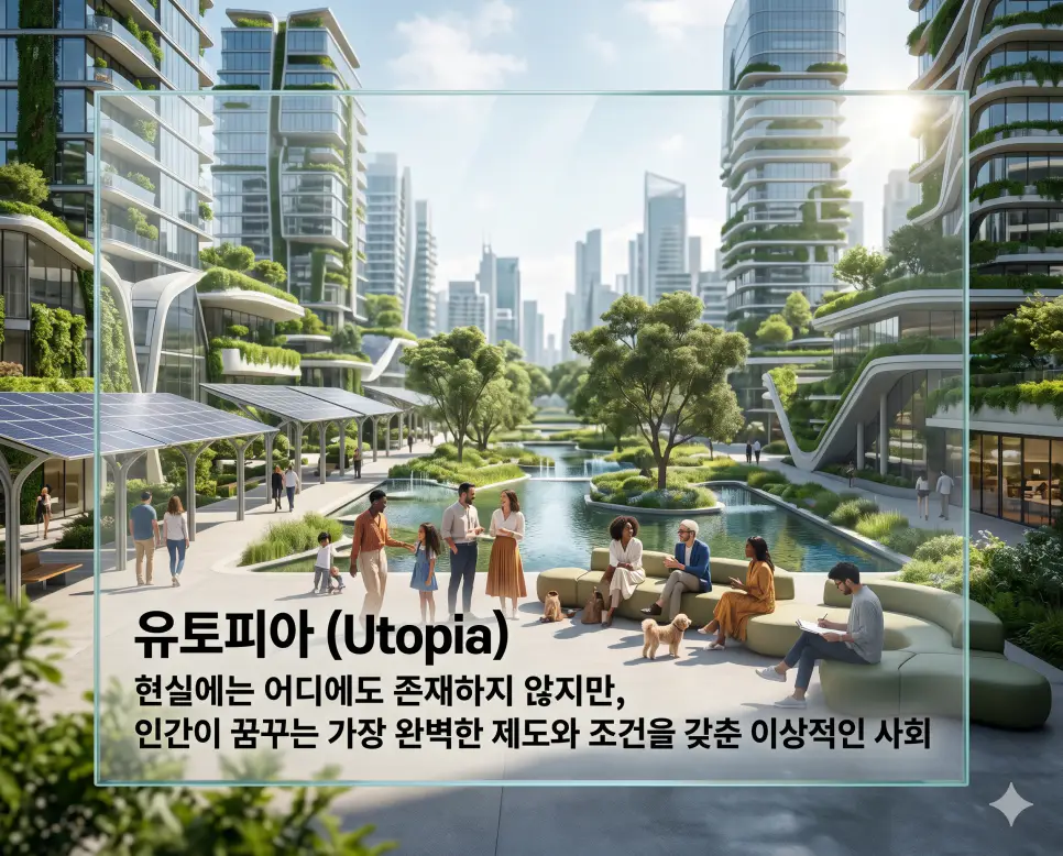 에덴 뜻, 선경 뜻, 유토피아 뜻: 인류의 낙원과 신선의 세계 및 이상적인 사회 완벽 정리 3 유토피아(Utopia)의 완벽한 사회 조건을 즉각적으로 인지할 수 있도록, 친환경 건축물과 녹지가 완벽하게 조화된 미래형 도시 공원 안에서 다양한 사람들이 실제 일상의 한 장면처럼 자연스러운 근육 움직임과 행복한 미소를 지으며 소통하는 장면을 촬영한 고해상도 실사 이미지입니다. 인위적인 느낌 없이 생동감 넘치는 햇살과 인물들의 실제 모공까지 느껴지는 선명한 묘사를 통해 인간이 꿈꾸는 가장 완벽한 이상적 사회를 사실적으로 구현했습니다.
