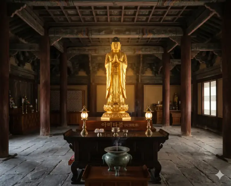 amitabul buddha boundless golden light temple real photography 8k