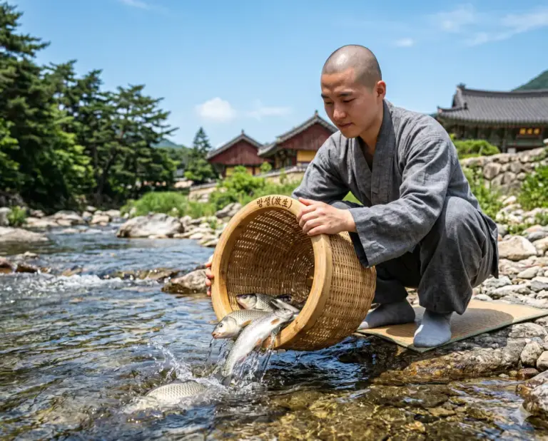 bangsaeng release monk river fish real photography 8k