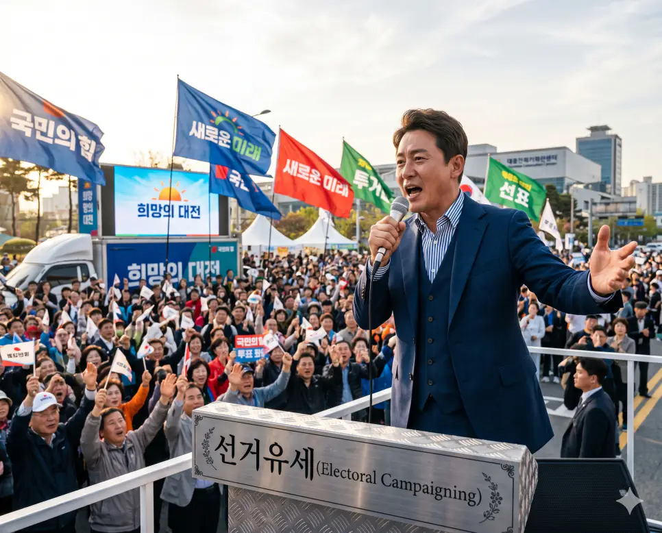 매니페스토 뜻, 선거유세 뜻, 선거공보 뜻: 정책 검증 시스템과 표심 소통 및 후보 데이터 확인 2 후보자나 정당이 유권자들의 마음을 움직여 표심 데이터를 확보하기 위해 대중 앞에서 정견을 선전하는 주체적인 소통 행동 과학인 선거유세(Electoral Campaigning) 연설을 열정적으로 펼치는 후보자의 정면 모습