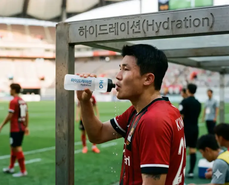 football hydration break player water