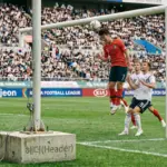 official stadium football player header strike