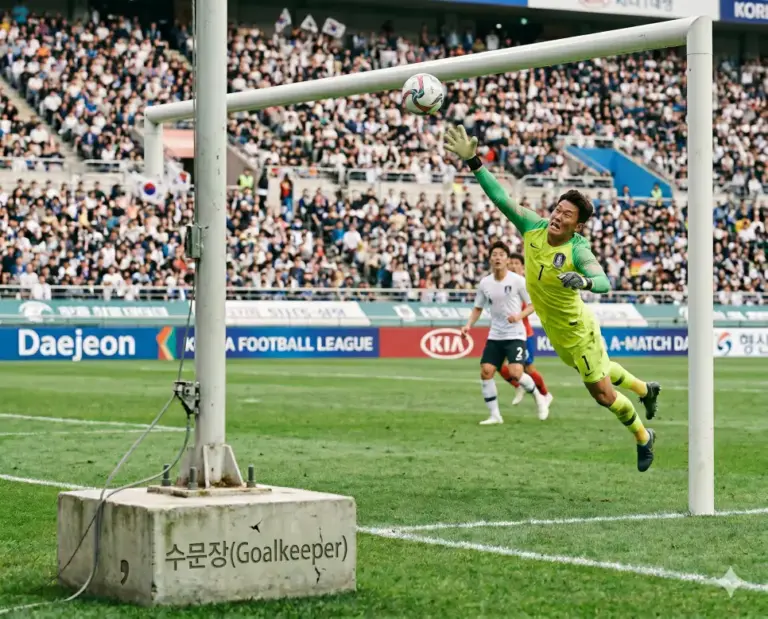 official stadium goalkeeper diving save