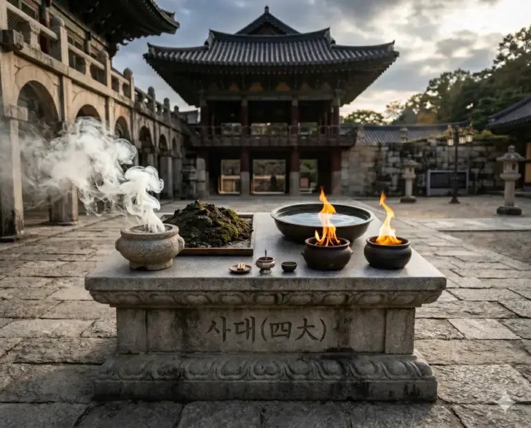 sadae four elements stone altar real photography 8k
