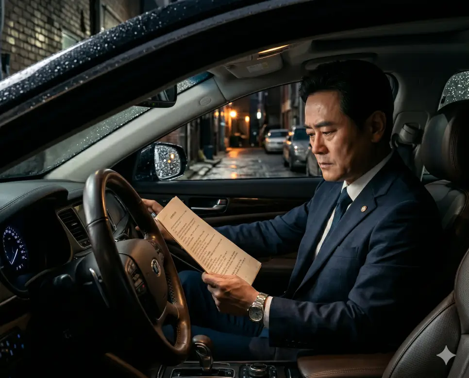 데탕트 뜻, 매파 뜻, 프락치 뜻: 국제 정치적 긴장 완화와 강경 진영 및 위장 잠입 첩자의 본질 3 특정 정당이나 조직의 내부 데이터를 찬탈하거나 분열을 조획하기 위해 위장 잠입하여 활동하는 막후 첩자인 프락치(Secret Agent) 암호 기밀 문건을 정면 구도 차량 내부에서 진중한 표정으로 확인하는 정보원의 정면 이미지